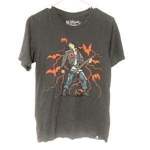 Johnny Cupcakes Rockstar Mens Small Dark Gray Graphic T-Shirt Music Bats Cotton